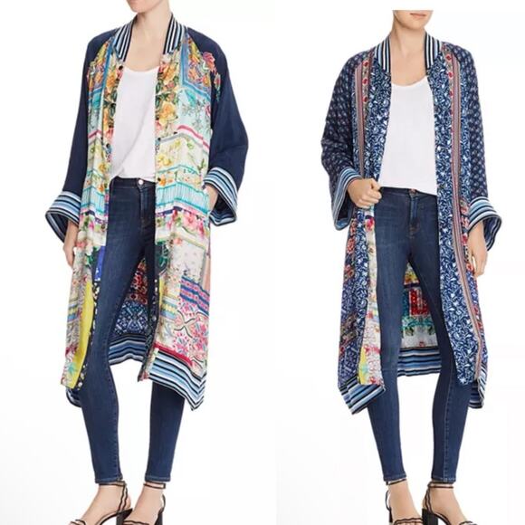 Johnny Was Jackets & Blazers - Johnny Was Fiori Reversible Silk Kimono Longline Jacket Sz S